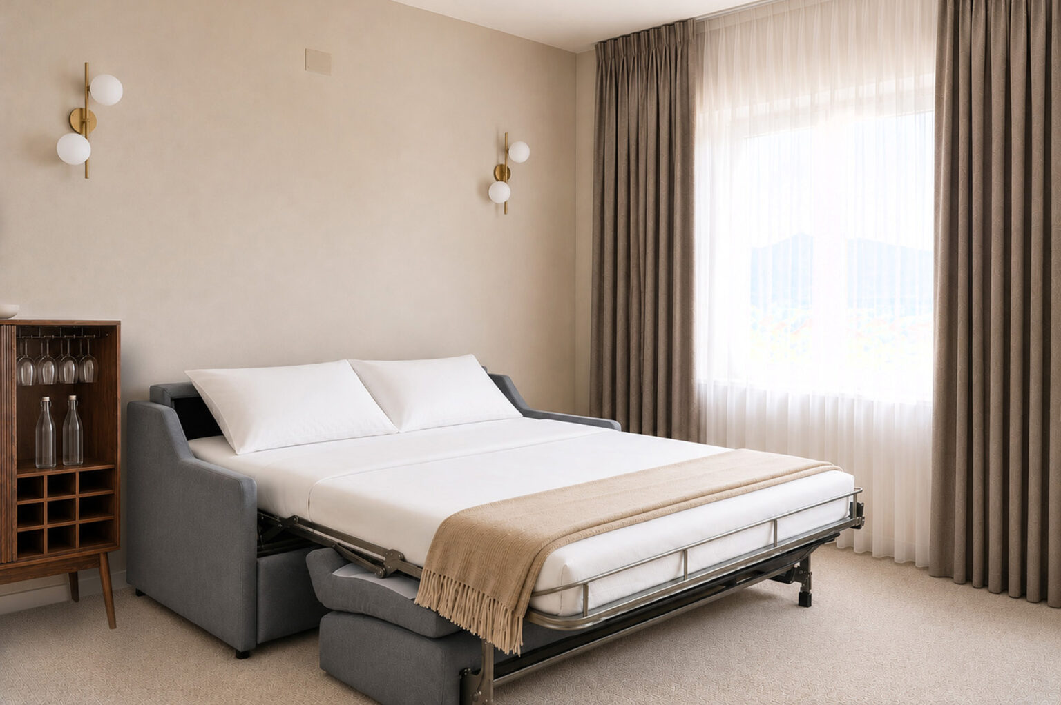 Divano letto aperto
